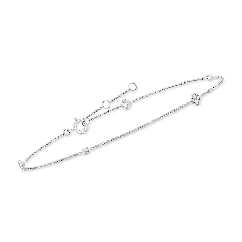 .15 ct. t.w. Diamond Anklet in Sterling Silver. 9&quot; image number 1