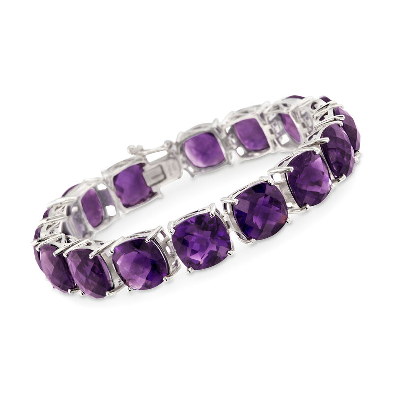 55.00 ct. t.w. Amethyst Tennis Bracelet in Sterling Silver image number 0
