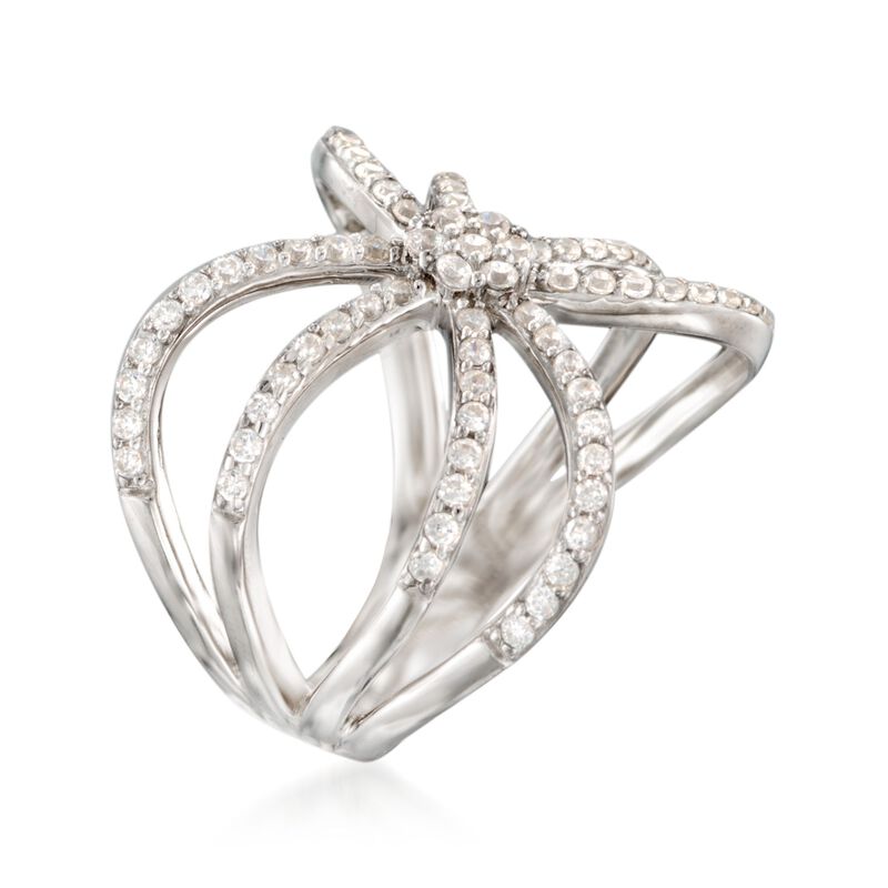 .85 ct. t.w. CZ Open Curve Ring in Sterling Silver image number 2