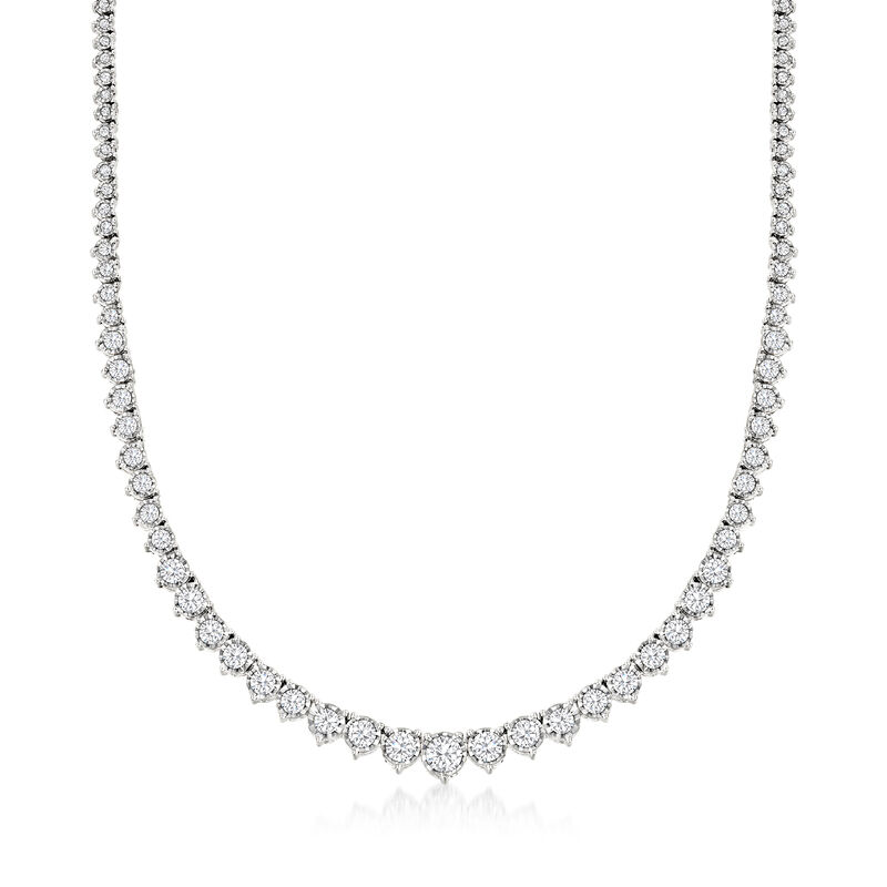 5.00 ct. t.w. Diamond Graduated Tennis Necklace in Sterling Silver. 16&quot; image number 2