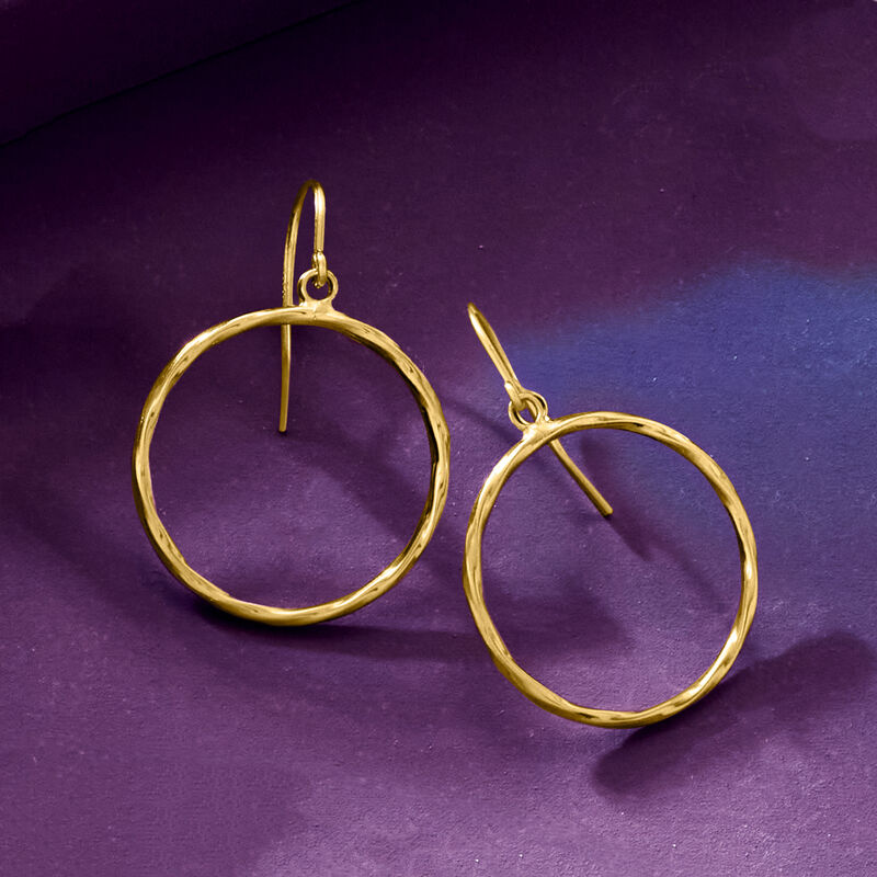 14kt Yellow Gold Open-Circle Drop Earrings image number 2