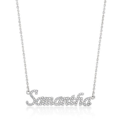 .20 ct. t.w. Pave CZ Personalized Name Necklace in Sterling Silver