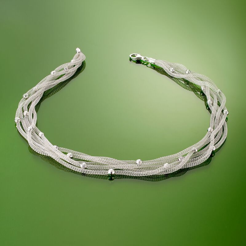 Italian Sterling Silver Multi-Strand Mesh Necklace image number 2