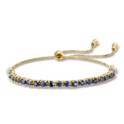 3.60 ct. t.w. Sapphire Bolo Bolo Tennis Bracelet with .10 ct. t.w. White Zircon in 18kt Gold Over Sterling