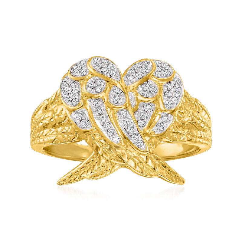 .15 ct. t.w. Diamond Angel Wings Ring in 18kt Gold Over Sterling image number 0