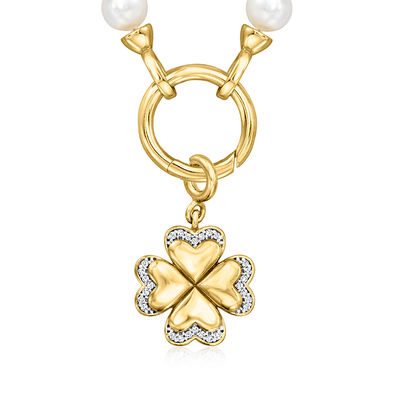 .10 ct. t.w. Diamond Clover Charm in 18kt Gold Over Sterling