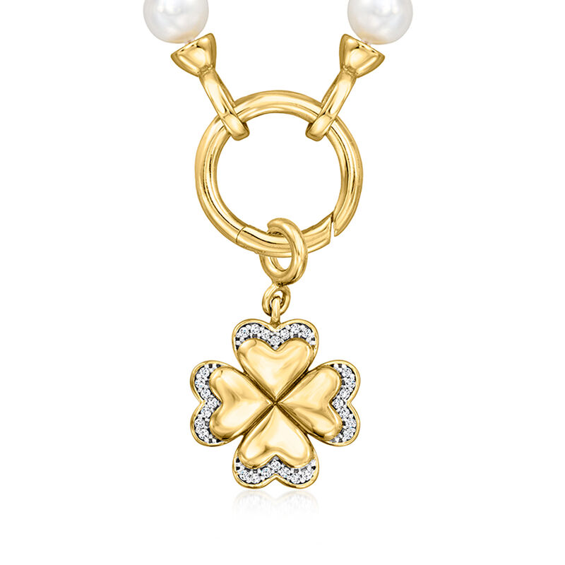 .10 ct. t.w. Diamond Clover Charm in 18kt Gold Over Sterling  image number 3