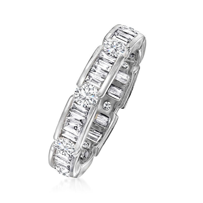 2.00 ct. t.w. Baguette and Round Diamond Eternity Band in 14kt White Gold image number 2