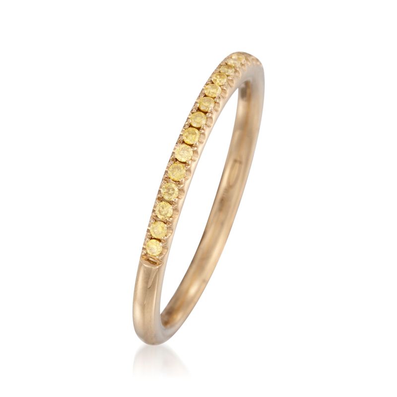 Henri Daussi .15 ct. t.w. Fancy Yellow Diamond Wedding Ring in 18kt Yellow Gold image number 2