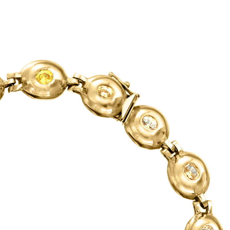 C. 1980 Vintage 11.25 ct. t.w. Multicolored Sapphire Oval-Link Necklace in 14kt Yellow Gold. 18&quot; image number 3