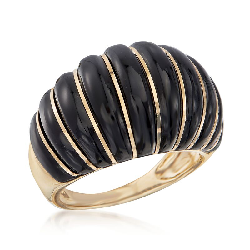 Black Onyx Shrimp Ring in 14kt Yellow Gold image number 3