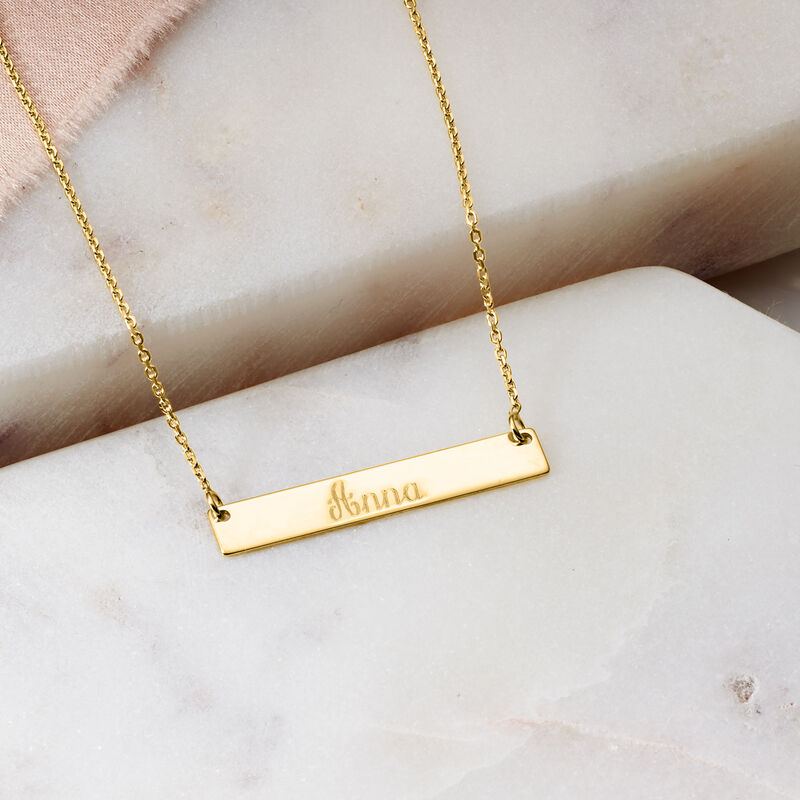 14kt Yellow Gold Personalized Petite Bar Necklace image number 2