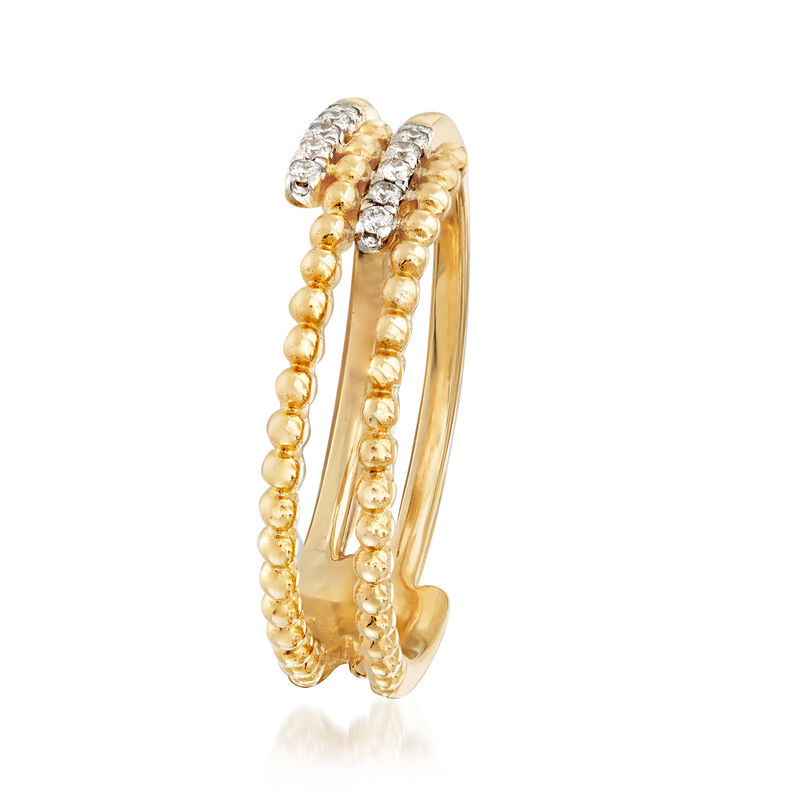 Gabriel Designs Diamond-Accented Beaded Bar Ring in 14kt Yellow Gold image number 2