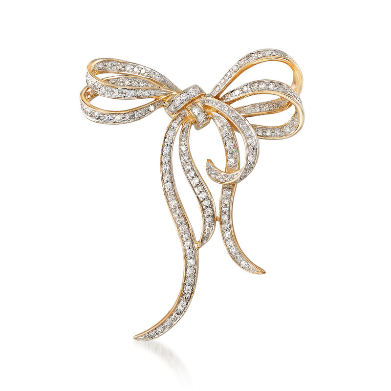 .71 ct. t.w. Diamond Bow Pin in 14kt Yellow Gold image number 0