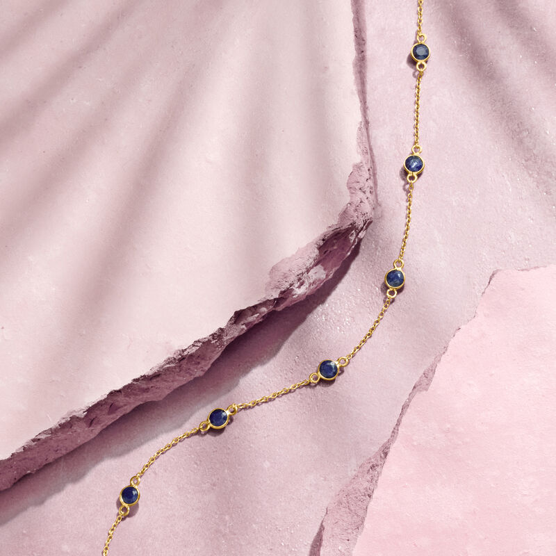 3.10 ct. t.w. Sapphire Station Necklace in 18kt Gold Over Sterling image number 2