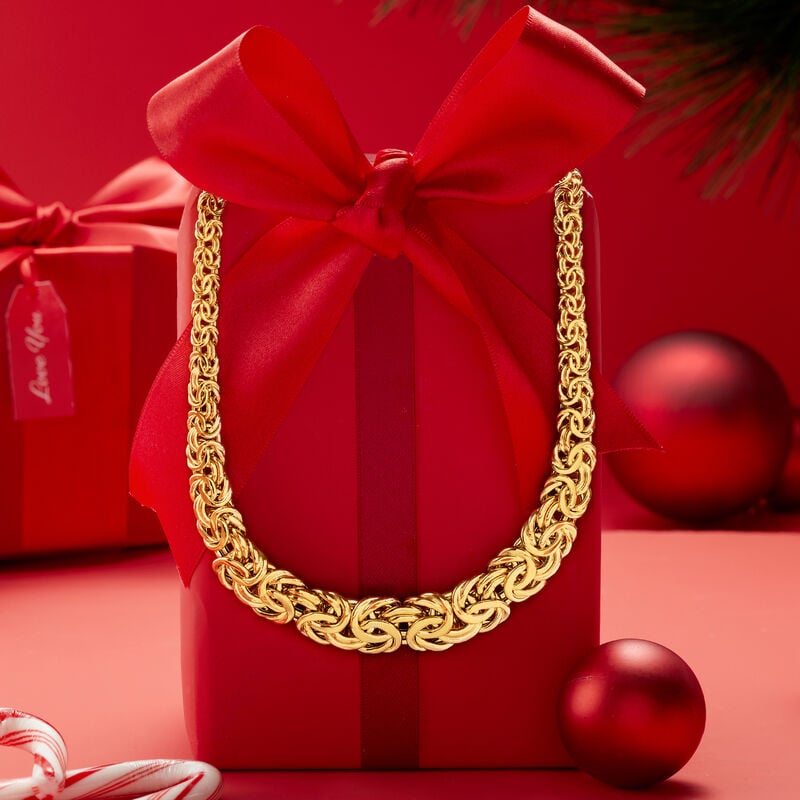 Italian 18kt Yellow Gold Graduated Byzantine Necklace image number 7