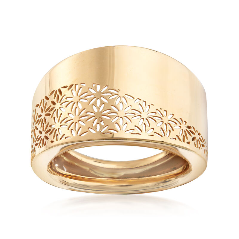 Italian 14kt Yellow Gold Cut-Out Flower Ring. Size 5 image number 0
