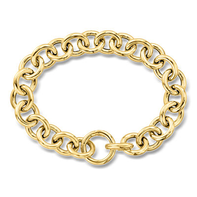 Italian 14kt Yellow Gold Circle and Cable-Link Bracelet