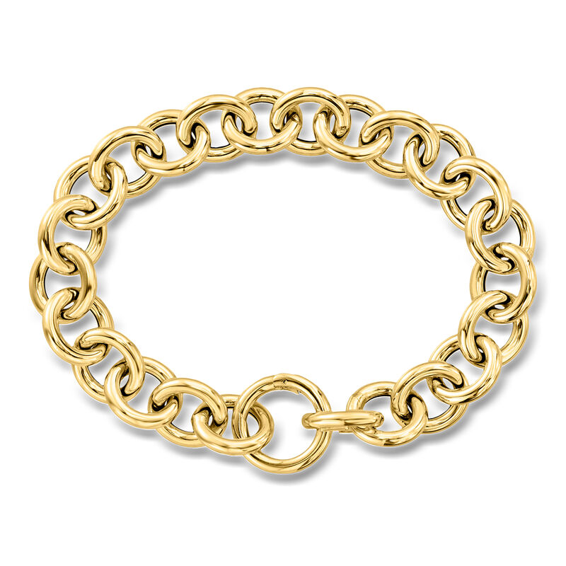 Italian 14kt Yellow Gold Circle and Cable-Link Bracelet. 7.5" image number 0