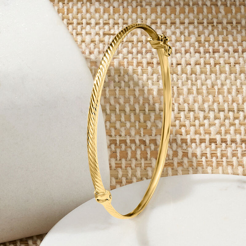 Italian 14kt Yellow Gold Linear-Pattern Bangle Bracelet image number 1