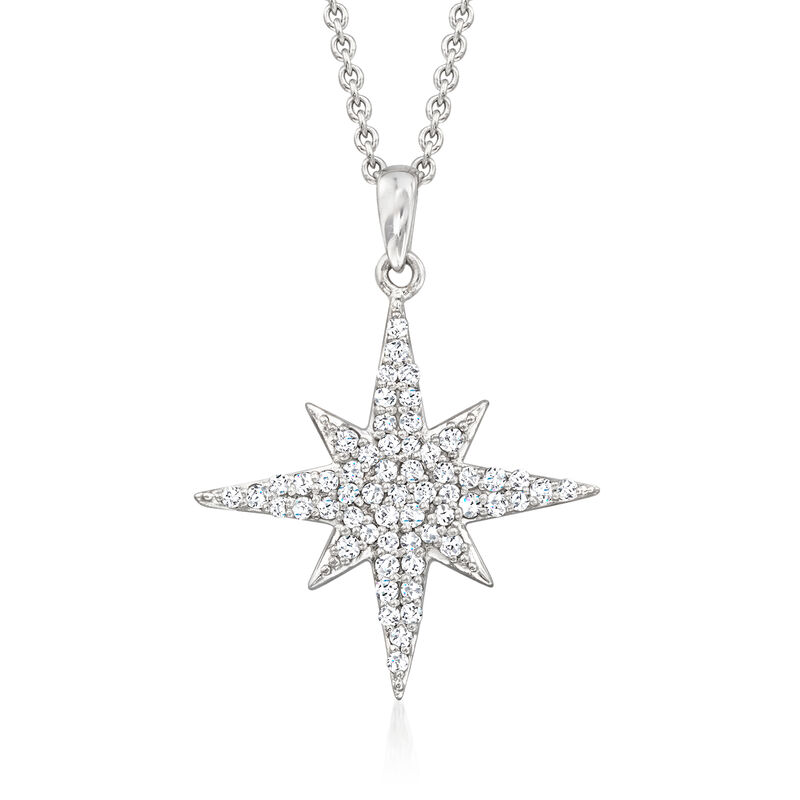 .25 ct. t.w. Diamond Starburst Pendant Necklace in Sterling Silver. 18" image number 1