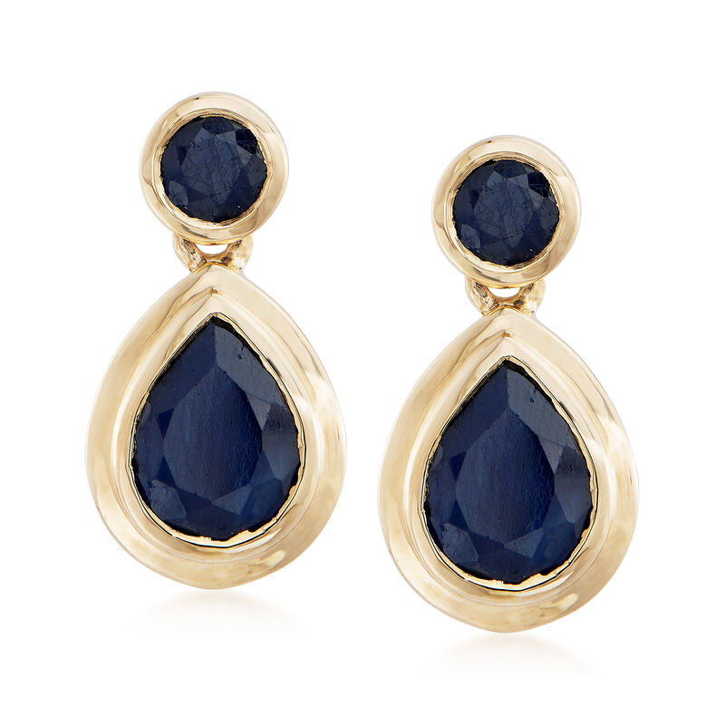 2.90 ct. t.w. Sapphire Drop Earrings in 14kt Yellow Gold image number 0