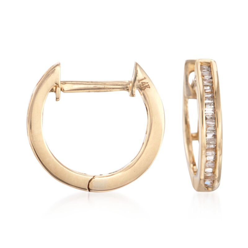 .25 ct. t.w. Baguette Diamond Huggie Hoop Earrings in 14kt Yellow Gold image number 0
