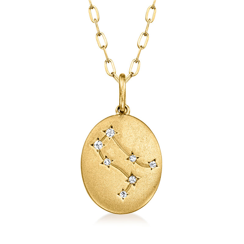 Gemini - Diamond Zodiac Constellation Pendant Necklace in 18kt Gold Over Sterling. 18"  image number 0