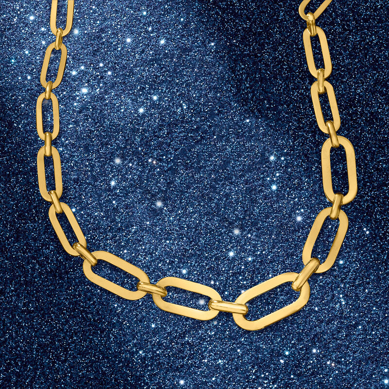 Italian 18kt Yellow Gold Graduated Paper Clip Link Necklace image number 4