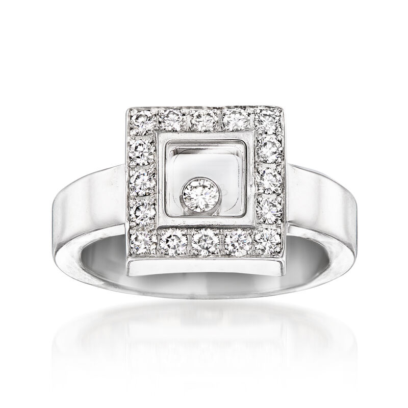 C. 1990 Vintage Chopard "Happy" .44 ct. t.w. Diamond Square Ring in 18kt White Gold. Size 5 image number 0