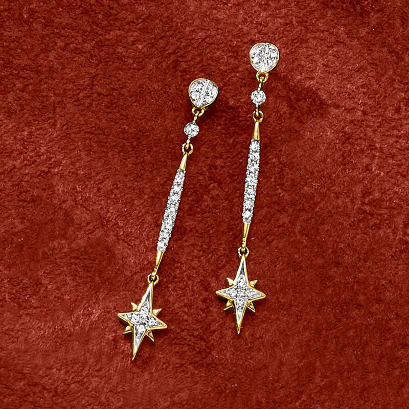 .20 ct. t.w. Diamond Star Drop Earrings in 14kt Yellow Gold image number 1