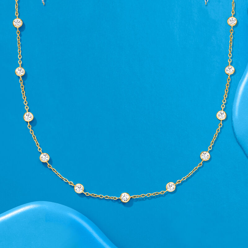 4.50 ct. t.w. CZ Station Necklace in 18kt Gold Over Sterling image number 4