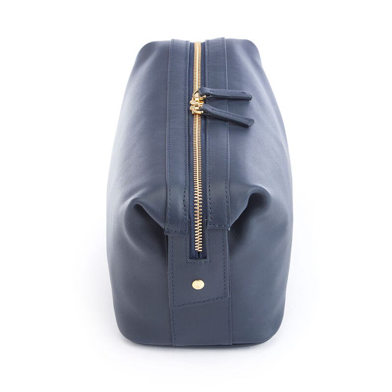 Royce Blue Pebbled Leather Double-Zip Toiletry Bag image number 1