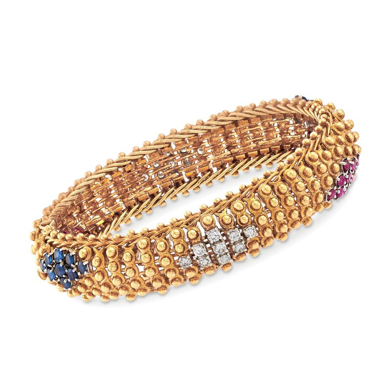 C. 1960 Vintage Shreve & Co. 18kt Yellow Gold Bracelet with 6.10 ct. t.w. Multi-Stones image number 0