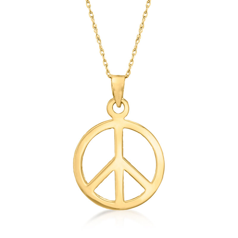 14kt Yellow Gold Peace Sign Pendant image number 2