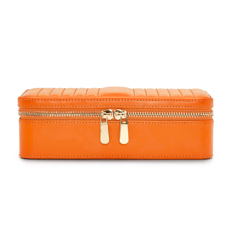 WOLF &quot;Maria&quot; Orange Leather Medium Jewelry Zip Case  image number 2