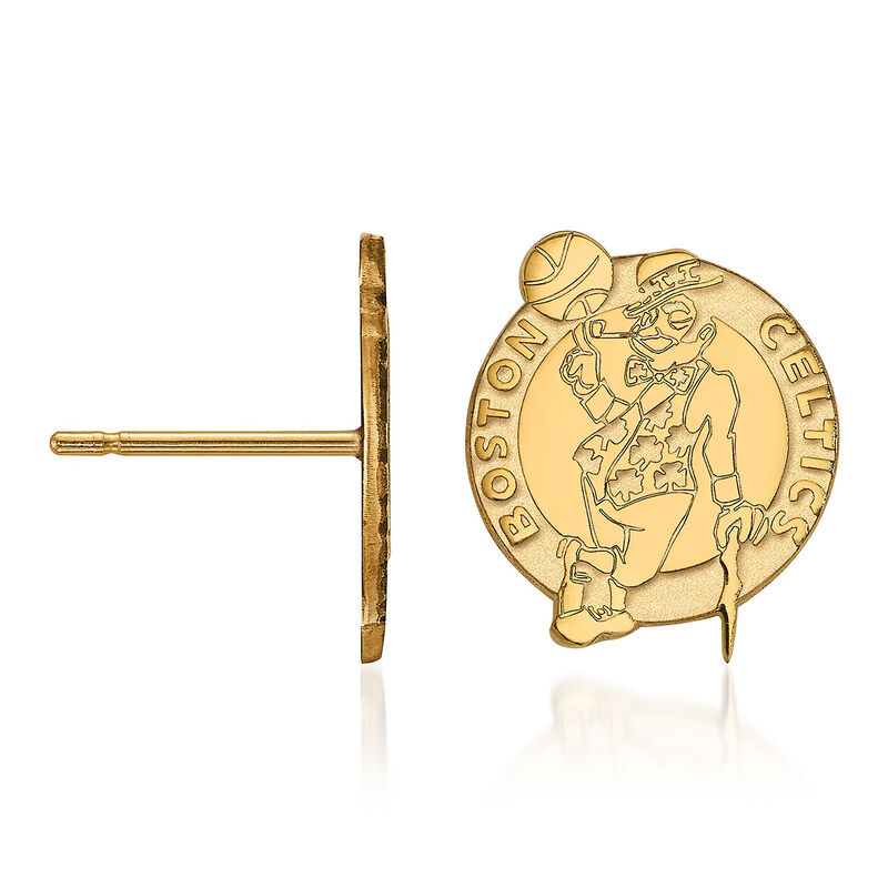 14kt Yellow Gold NBA Boston Celtics Logo Earrings image number 1
