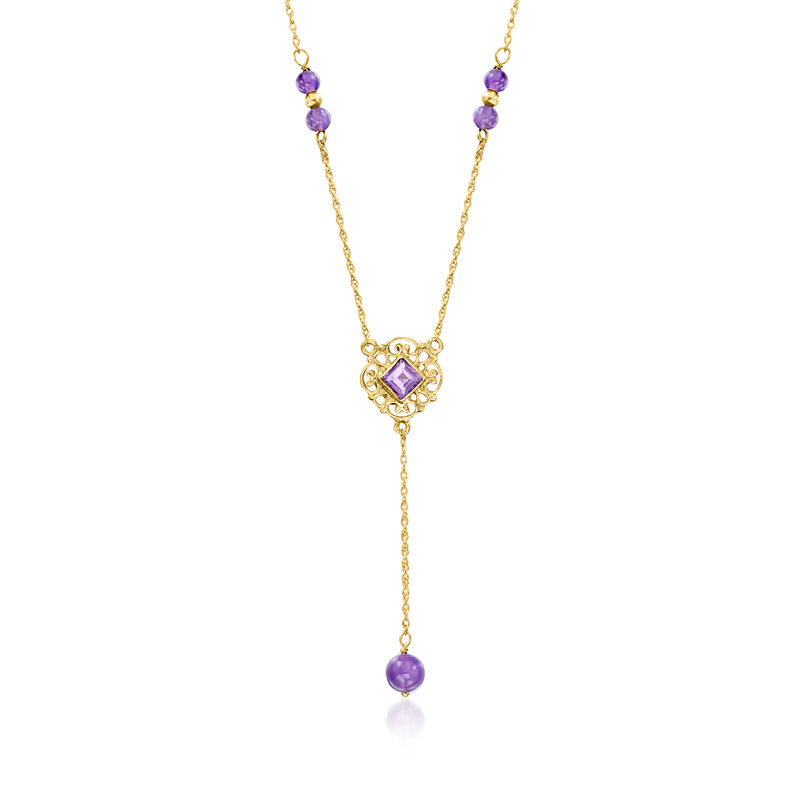 C. 1990 Vintage 3.75 ct. t.w. Amethyst Bead Y-Necklace in 14kt Yellow Gold. 17" image number 0
