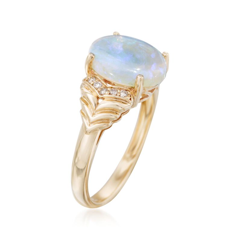 Opal Ring with Diamond Accents in 18kt Yellow Gold image number 2