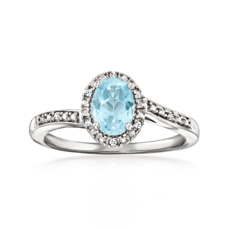 1.00 Carat Sky Blue Topaz Ring with Diamonds in Sterling Silver image number 0
