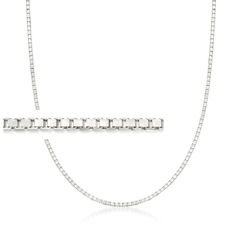 1.4mm 14kt White Gold Box-Chain Necklace image number 0