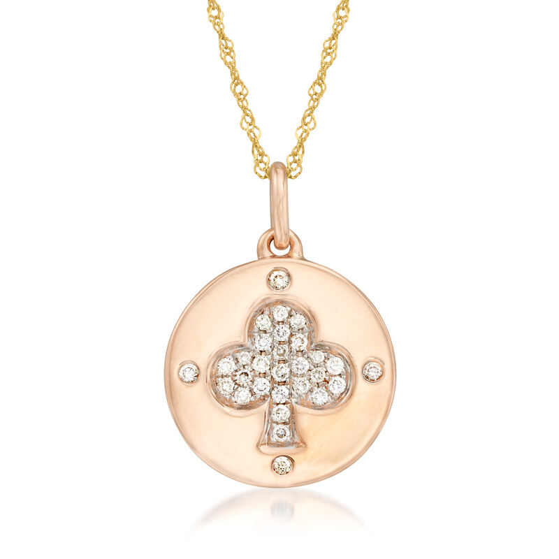 C. 1990 Vintage .20 ct. t.w. Diamond Shamrock Pendant Necklace in 18kt Yellow Gold image number 0