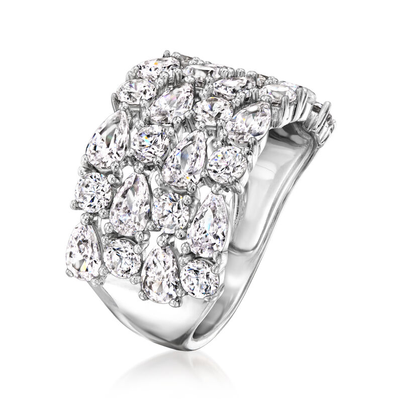 4.90 ct. t.w. CZ Multi-Row Ring in Sterling Silver image number 2