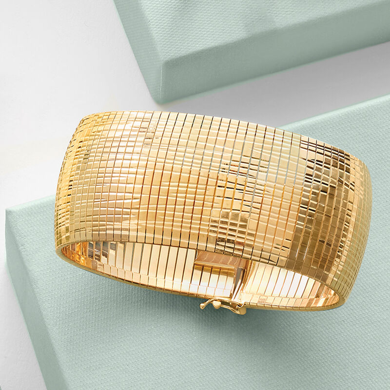 Italian 18kt Gold Over Sterling Diamond-Cut and Polished Omega Bracelet image number 2