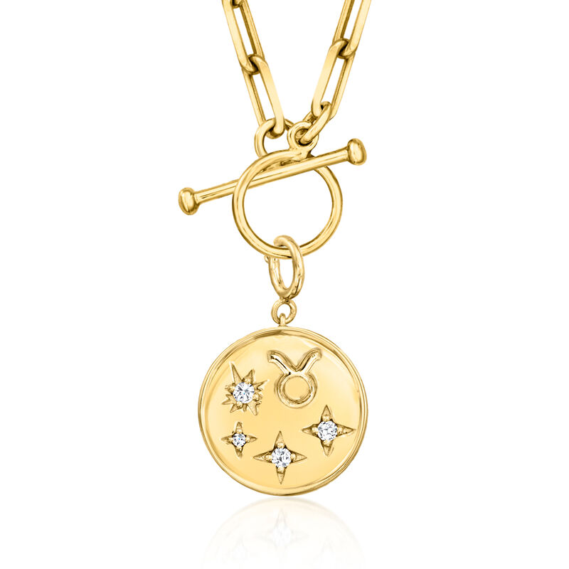 Taurus - .10 ct. t.w. Diamond Zodiac Charm in 18kt Gold Over Sterling image number 0