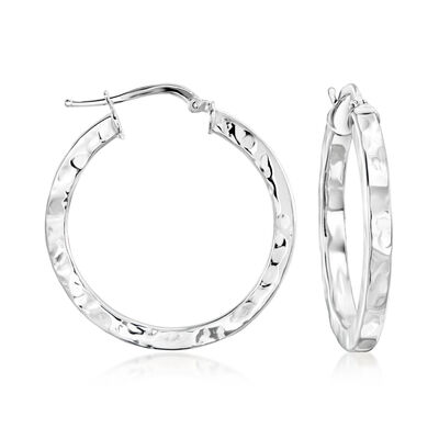 Italian Sterling Silver Hammered Hoop Earrings