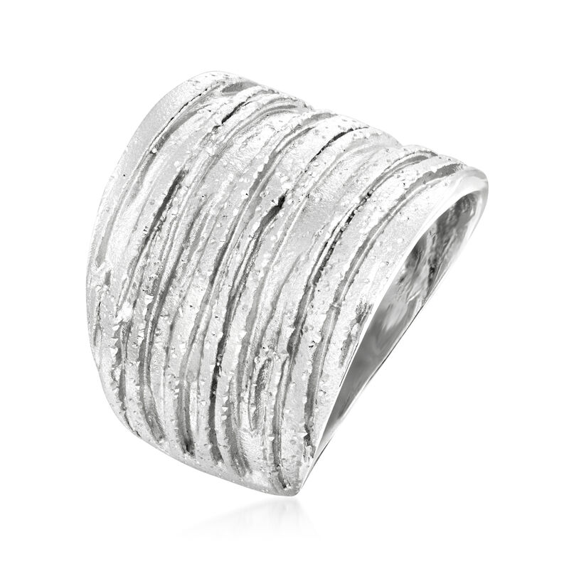 Italian Sterling Silver Sparkle Tree Bark Ring image number 2