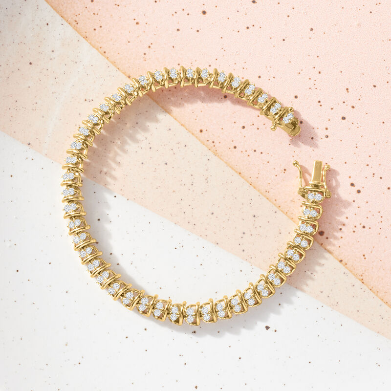 2.00 ct. t.w. Diamond Swirl-Link Tennis Bracelet in 18kt Gold Over Sterling image number 3