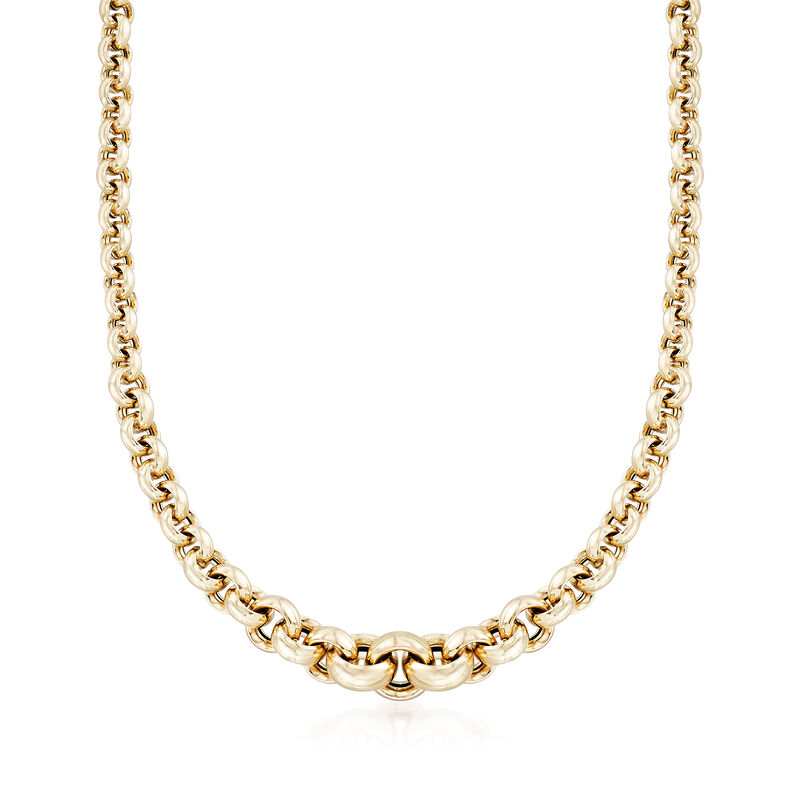 Italian 14kt Yellow Gold Graduated Link Necklace. 18&quot; image number 1