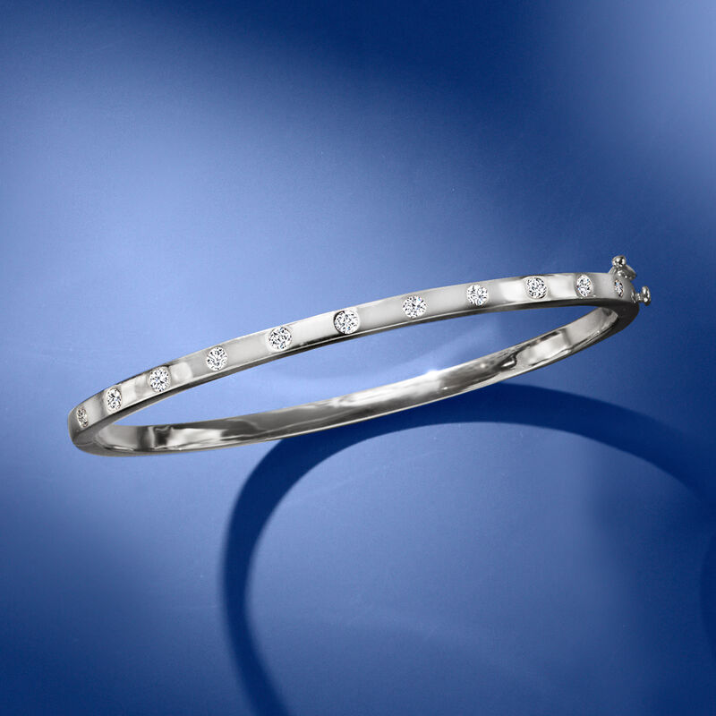.50 ct. t.w. Diamond Dotted Bangle Bracelet in 14kt White Gold image number 2